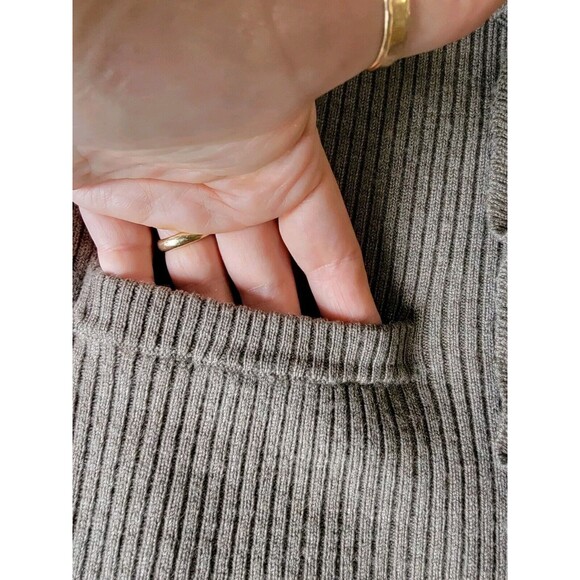 Banana Republic Womens Merino Wool Ruffle Size Large Brown Cardigan With Pockets - Picture 6 of 12